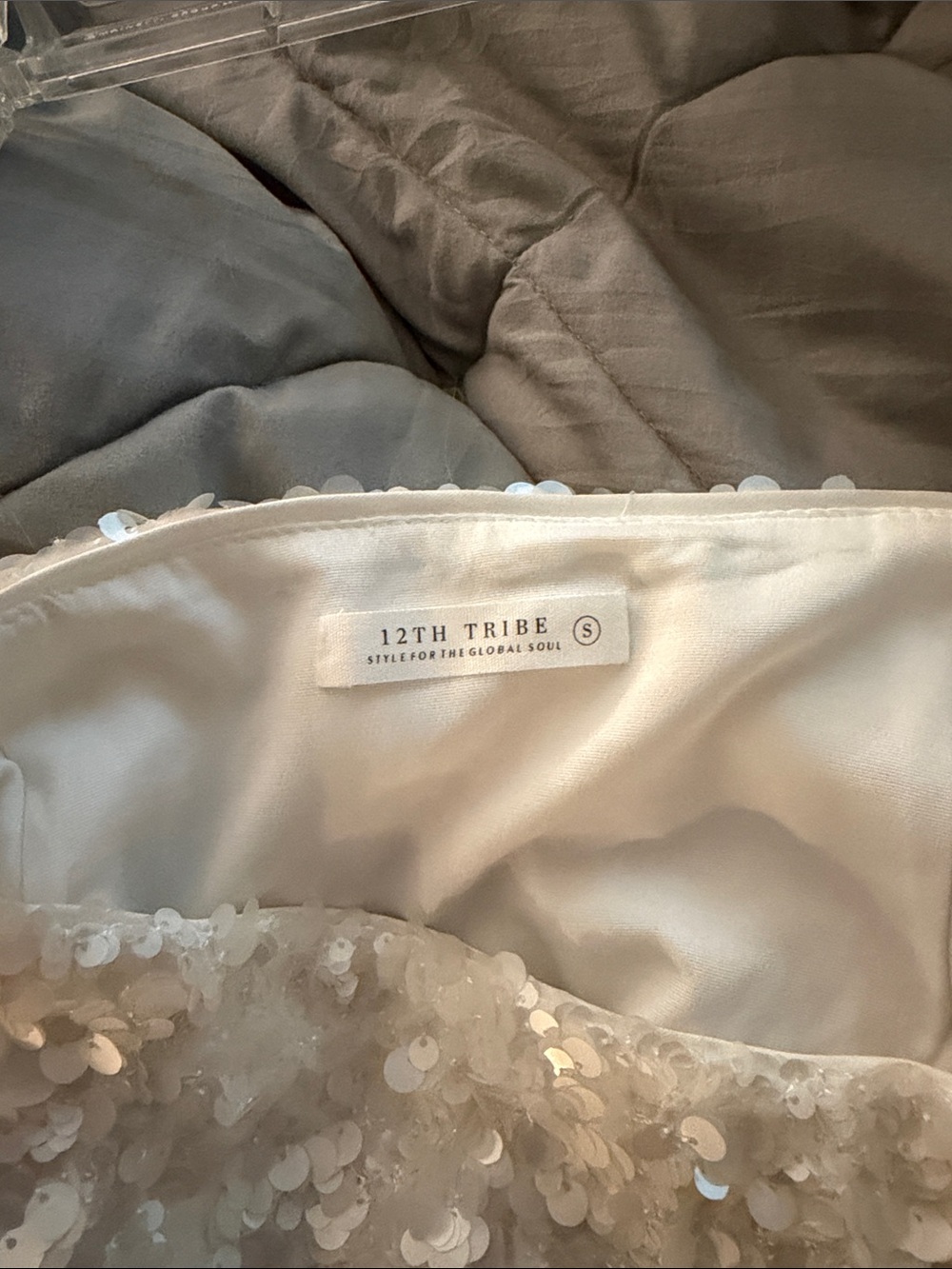 12th Tribe White Sequin Mini Skirt - Picture 4 of 7